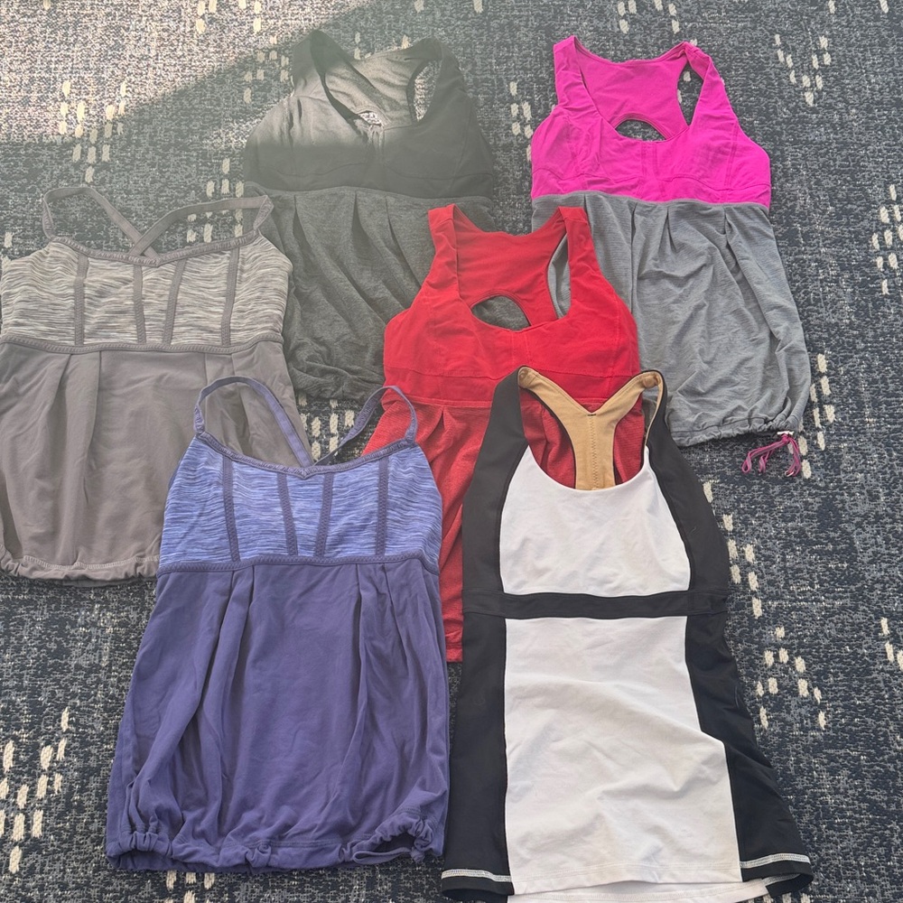 Lot of 6 Lululemon Athletica Women's Tank Tops. Perfect condition. Size 2.
